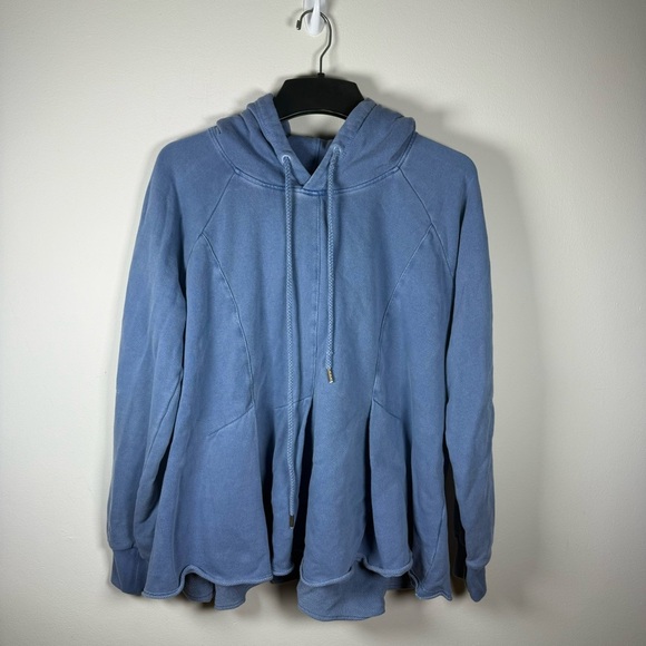 Pilcro by Anthropologie Flynn Blue Peplum Hoodie Size Large - Picture 2 of 16